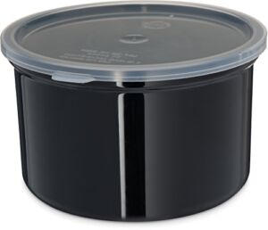 CFS Classic™ Round Storage Container with Lid, 1.5 Quart Crock, Black (Pack of 6)