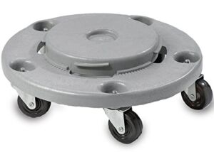 Janico 1040 Trash Can Dolly – Heavy Duty Bolted Casters, Round, Grey, Fits 20 32 44 55 Gallon Containers
