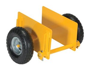 Vestil PLDL-ADJ-10PN Adjustable Panel Dolly, 10″ Pneumatic Tires, 1000 lb Capacity, 21″ Length x 15″ Width x 11.5″ Height, Yellow
