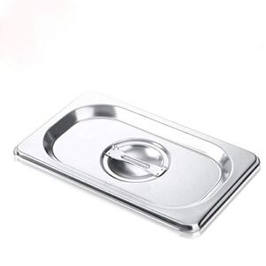 1/9 Size Stainless Steel Solid Steam Table Pan Cover,Pan Lids, Non-Stick Surface, Lid for 1/9 Size Steam Pans with Handle