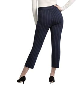 Thalian Dolly Womens Cropped Pants (26″) with Gentle Flare, Navy Blue Pinstripe Size 14