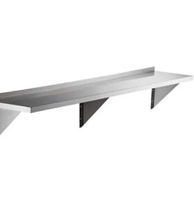 18 Gauge Stainless Steel 15 Inch. x 84 Inch. Solid Wall Shelf. Fits for use in Restaurant, Business, Work, Home, Kitchen, Garage.