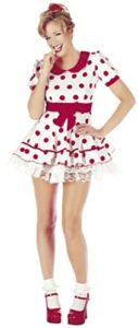 Ladies Fancy Dress Polka Dot ‘Miss Dolly’ Costume Outfit (Large, Miss Dolly)