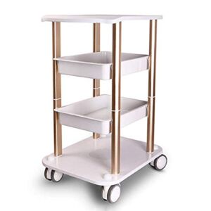 ZSCLLCQ Storage Hand Trucks,Kitchen Movable Trolleys, Portable Pedestal Beauty Salon Rolling Cart,Mobile Small Bubble Instrument Storage Trolley,50Kg Load/Gold/38 * 48 * 70Cm