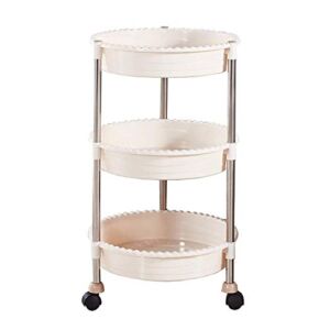 ZSCLLCQ Storage Hand Trucks,Kitchen Movable Trolleys, 3 Tier Mobile Beauty Salon Cart,Hair Styling Tray,Dual-Use Spa Rolling Trolley/73 * 43Cm/Creamy-White