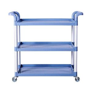 ZSCLLCQ Storage Hand Trucks,Kitchen Movable Trolleys, 3 Tier Hotel Catecart with Handle,Plastic Cleaning Service Rolling Trolley Dining Cart for Restaurants,40-50Kg Load Capacity/Gray/Large