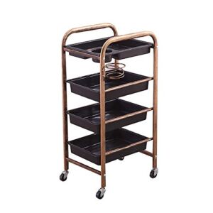 ZSCLLCQ Movable Trolleys, Household Serving Cart 4 Shelf Beauty Salon Cart with 4 Rolling Wheels, Barber Trolley with 4 Tray, Hairdryer Holder
