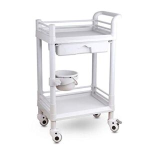 ZSCLLCQ Storage Hand Trucks,Kitchen Movable Trolleys, Abs Trolley Beauty Salon Tool Cart with Handle,Drawer,Dirt Bucket,Multi Purpose Rolling