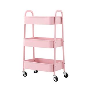 ZSCLLCQ Storage Hand Trucks,Kitchen Movable Trolleys, Beauty Salon Trolley Tool Car Hairdresser Rolling Cart with Handle and Wheels,Carbon Steel,