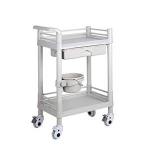 ZSCLLCQ Storage Hand Trucks,Kitchen Movable Trolleys, Abs Cart Utility Service Trolley,Beauty Salon Cart with Drawer,Handles,Dirt Bucket,/White/54 * 37 * 90Cm