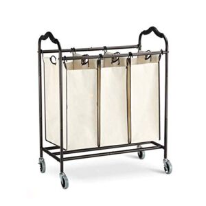 ZSCLLCQ Storage Hand Trucks,Kitchen Movable Trolleys, Beauty Salon Trolley Heavy-Duty 3-Bag Laundry Sorter Cart,Houseware Rolling Laundry Hampers Cart with Wheels,/Style2/77 * 41 * 52Cm