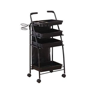 ZSCLLCQ Movable Trolleys, Household Serving Cart Large 4 Tiers Beauty Salon Spa Cart Nail Tool Trolley with 4 Wheels, 4 Trays, Hair Dryer Holder/Black/41 * 29 * 90Cm