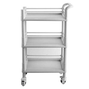 ZSCLLCQ Storage Hand Trucks,Kitchen Movable Trolleys, 3 Tier Beauty Spa Tool Cart with Handle,Extra Tall Abs Rolling Trolley,100Kg Capacity/Beige/54 * 37 * 98Cm