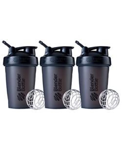 BlenderBottle Classic Shaker Bottle Perfect for Protein Shakes and Pre Workout, 20-Ounce (3 Pack), Black
