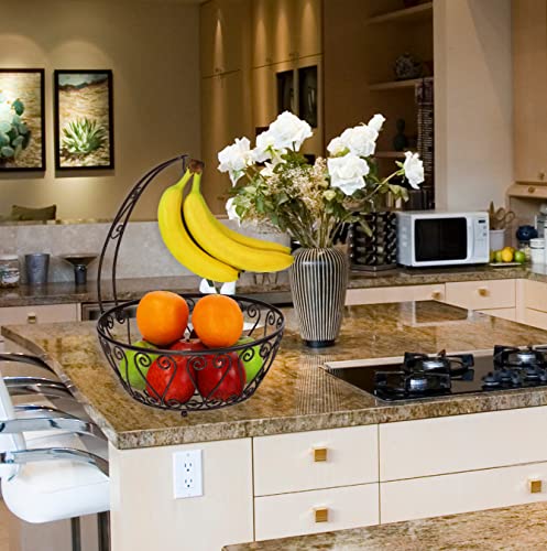 SimpleHouseware Fruit Basket Bowl with Banana Tree Hanger, Bronze | The Storepaperoomates Retail Market - Fast Affordable Shopping