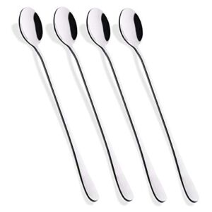 Hiware 9-Inch Long Handle Iced Tea Spoon, Coffee Spoon, Ice Cream Spoon, Stainless Steel Cocktail Stirring Spoons, Set of 4