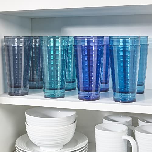 US Acrylic Splash 18 ounce Plastic Stackable Water Tumblers in 4 Coastal Colors | Value Set of 16 Drinking Cups | Reusable, BPA-free, Made in the USA, Top-rack Dishwasher Safe | The Storepaperoomates Retail Market - Fast Affordable Shopping