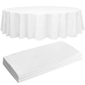 4 White Round Plastic Tablecloth – 84″ Plastic Table Cloth | Disposable Tablecloths | White Tablecloths | Plastic Table Cover | Paper Tablecloths for BBQ, Party, Fine Dining, Wedding, Outdoor
