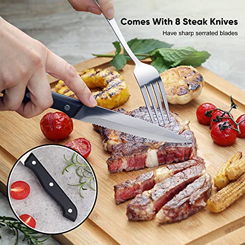 48-Piece Silverware Set with Steak Knives for 8, Food-Grade Stainless Steel Flatware, Includes Spoons Forks Knives, Kitchen Cutlery Set For Home Office Restaurant Hotel, Mirror Finish, Dishwasher Safe | The Storepaperoomates Retail Market - Fast Affordable Shopping