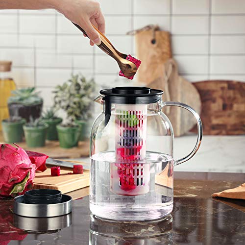 Glass Water Pitcher, Fruit Infuser Pitcher with Removable Lid, High Heat Resistance Infusion Pitcher for Hot/Cold Water, Flavor-Infused Beverage & Iced Tea – 2 Qt | The Storepaperoomates Retail Market - Fast Affordable Shopping