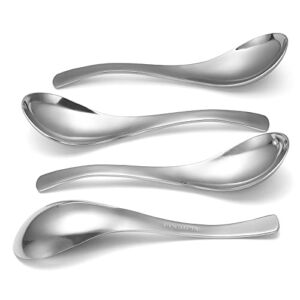 HIWARE Thick Heavy-weight Soup Spoons, High Grade Stainless Steel Soup Spoons, Table Spoons, Set of 6