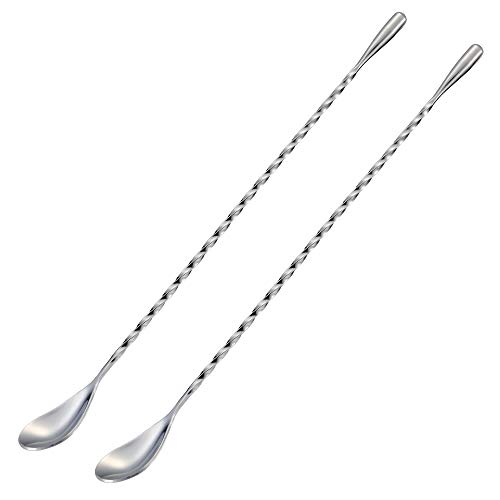 Briout Bar Spoon Cocktail Mixing Stirrers for Drink, Stainless Steel 12 Inches Long Handle, Silver 2 Pieces | The Storepaperoomates Retail Market - Fast Affordable Shopping