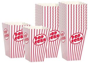 Movie Night Popcorn Boxes for Party (20 pack) – Paper Popcorn Buckets – Red and White Popcorn Bags for Popcorn Machine, Movie Theater Decor Popcorn Container, Carnival Circus Party Popcorn Bowl