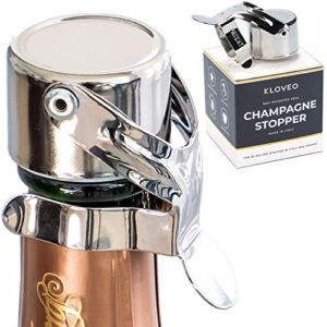 Champagne Stoppers by KLOVEO – Patented Seal (No Pressure Pump Needed) Made in Italy – Professional Grade WAF Champagne Bottle Stopper – Prosecco, Cava, and Sparkling Wine Stopper