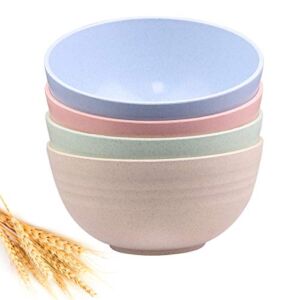 Unbreakable Cereal Bowls – 24 OZ Wheat Straw Fiber Lightweight Bowl Sets 4 – Dishwasher & Microwave Safe – for,Rice,Soup Bowls