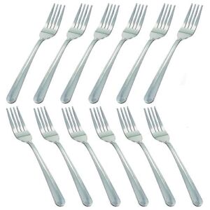 MJIYA 12 PCS Dinner Forks Silverware Set, Dominion Heavy Duty Forks, Stainless Steel Salad Forks Multipurpose Use for Home, Kitchen or Restaurant (L (12PCS))