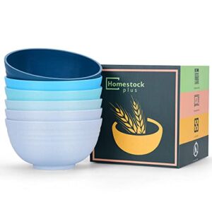 [Set of 6] Unbreakable Cereal Bowls 24 OZ Microwave and Dishwasher Safe BPA-Free Eco-Friendly Wheat Straw Bowl Assorted Color Dessert Bowls for Serving Soup, Oatmeal, Pasta and Salad