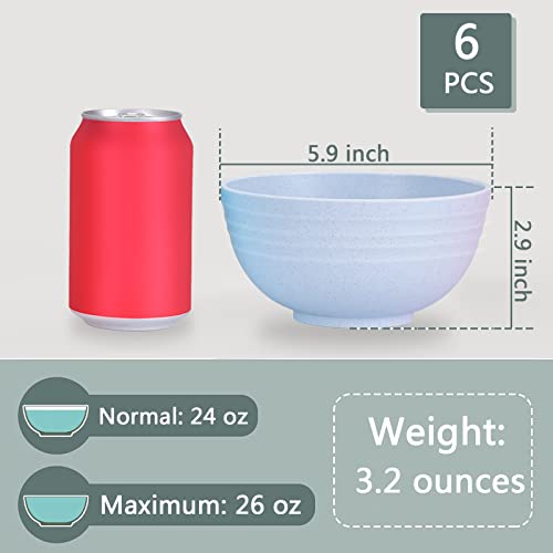 [Set of 6] Unbreakable Cereal Bowls 24 OZ Microwave and Dishwasher Safe BPA-Free Eco-Friendly Wheat Straw Bowl Assorted Color Dessert Bowls for Serving Soup, Oatmeal, Pasta and Salad | The Storepaperoomates Retail Market - Fast Affordable Shopping