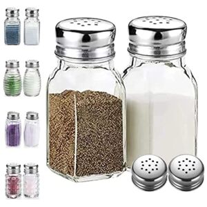 Salt and Pepper Shakers Glass Set ,DWTS DANWEITESI Salt Shaker w Stainless Steel Lid-Glass Spice Jars,Clear to Know When to Fill,Farmhouse Salt and Pepper Shakers Cute Best Kitchen Decoration