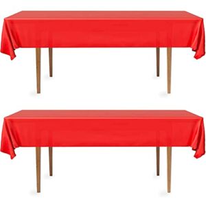 DecorRack 2 Rectangular Tablecloths -BPA- Free Plastic, 54 x 108 inch, Dining Table Cover Cloth Rectangle for Parties, Picnic, Camping and Outdoor, Disposable or Reusable in Red (2 Pack)