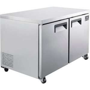 Nexel Undercounter Freezer, 2 Solid Doors, 11.2 Cu. Ft, Stainless Steel