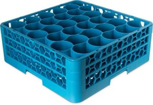 CFS RW30-114 OptiClean NeWave Polypropylene 30-Compartment Glass Rack with 2 Extenders, 19-3/4″ Length x 19-3/4″ Width x 7.12″ Height, Blue (Case of 3)