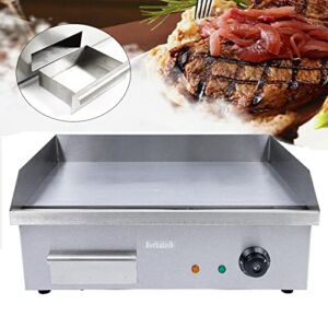 Flat Top Griddle,Commercial Griddle,110V 3000W Commercial Electric Countertop Griddle Flat Top Grill Hot Plate BBQ,Adjustable Thermostatic Control,Stainless Steel Restaurant Grill for Kitchen