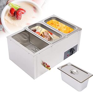 DNYSYSJ Countertop Steam Table Buffet Food Electric Warmer Steamer 3-Pan 1.85 Gal Stainless Steel for Catering and Restaurants