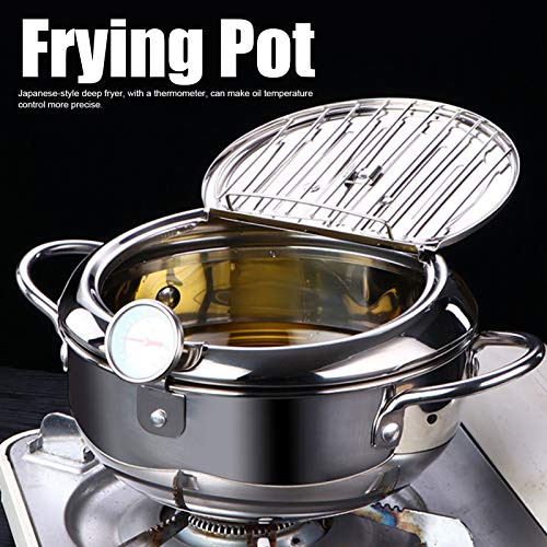 with a Thermometer Frying Pot, Food‑grade Cold Touch Handle Japanese Frying Pot, for Kitchen Restaurant Home Frying(Large 24cm) | The Storepaperoomates Retail Market - Fast Affordable Shopping