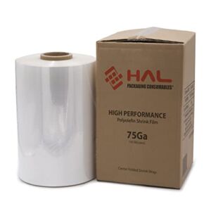 HAL PACKAGING CONSUMABLES Shrink Polyolefin Film Roll Heat Wrap (18 Inch x 75 Gauge)