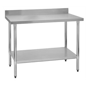 Fenix Sol Stainless Steel Commercial Kitchen Work Prep Table, 30″W x 60″L x 36″H, 4″ Backsplash