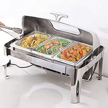 Yingm Food Warmer Banquet appliance, stainless steel stir-fry buffet set with visible lid, 13L commercial buffet and warmer for keeping food warm (Size : 1/3 SIZE PAN-13L) (Size : 1/3 SIZE PAN-13L) | The Storepaperoomates Retail Market - Fast Affordable Shopping