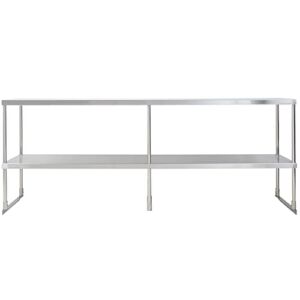 Stainless Steel Double Deck Overshelf – 18″ x 84″ x 32″Work Table for Kitchen Prep Utility Overshelf Prep Deck Station Overshelf Commercial Steel Shelf for Prep & Work Table
