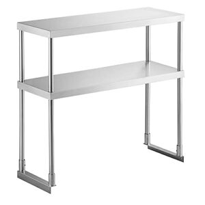 Pack 4! Stainless Steel Double Deck Overshelf – 12″ x 36″ x 32″Work Table for Kitchen Prep Utility Overshelf Prep Deck Station Overshelf Commercial Steel Shelf for Prep & Work Table