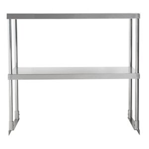 Stainless Steel Double Deck Overshelf – 18″ x 36″ x 32″Work Table for Kitchen Prep Utility Overshelf Prep Deck Station Overshelf Commercial Steel Shelf for Prep & Work Table