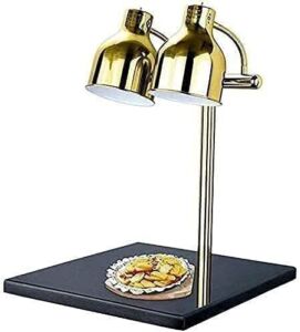 WANYE Food Heating Lamp Buffet Warming Table Lamp with Cutting Board Barbecue Pizza Lamp Vertical Marble Warming Station Infrared Heat Lamp (Size : Single head) (Color : Gold, Size : Double head)
