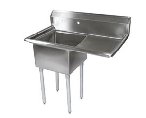 John Boos E Series Stainless Steel Sink, 12″ Deep Bowl, 1 Compartment, 18″ Right Hand Side Drainboard, 36-1/2″ Length x 25-1/2″ Width