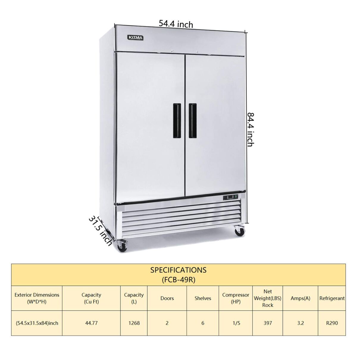 KITMA 54″ Reach-in Commercial Refrigerators – 49 cu. ft Stainless Steel Upright Cooler for Restaurant | The Storepaperoomates Retail Market - Fast Affordable Shopping