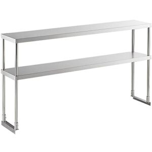 Pack 4! Stainless Steel Double Deck Overshelf – 12″ x 60″ x 32″ Commercial Prep Utility Overshelf Prep Deck Station Overshelf Stainless Steel Overshelf for Prep & Work Table
