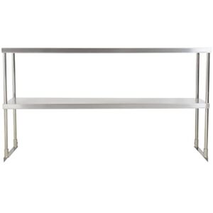Pack 3! Stainless Steel Double Deck Overshelf – 18″ x 60″ x 32″ Commercial Prep Utility Overshelf Prep Deck Station Overshelf Stainless Steel Overshelf for Prep & Work Table